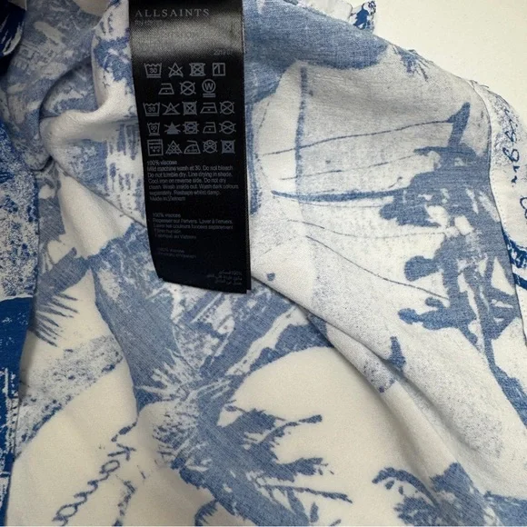 ALLSAINTS Relaxed fit Island Blue and White Graphic Men's short sleeve Shirt